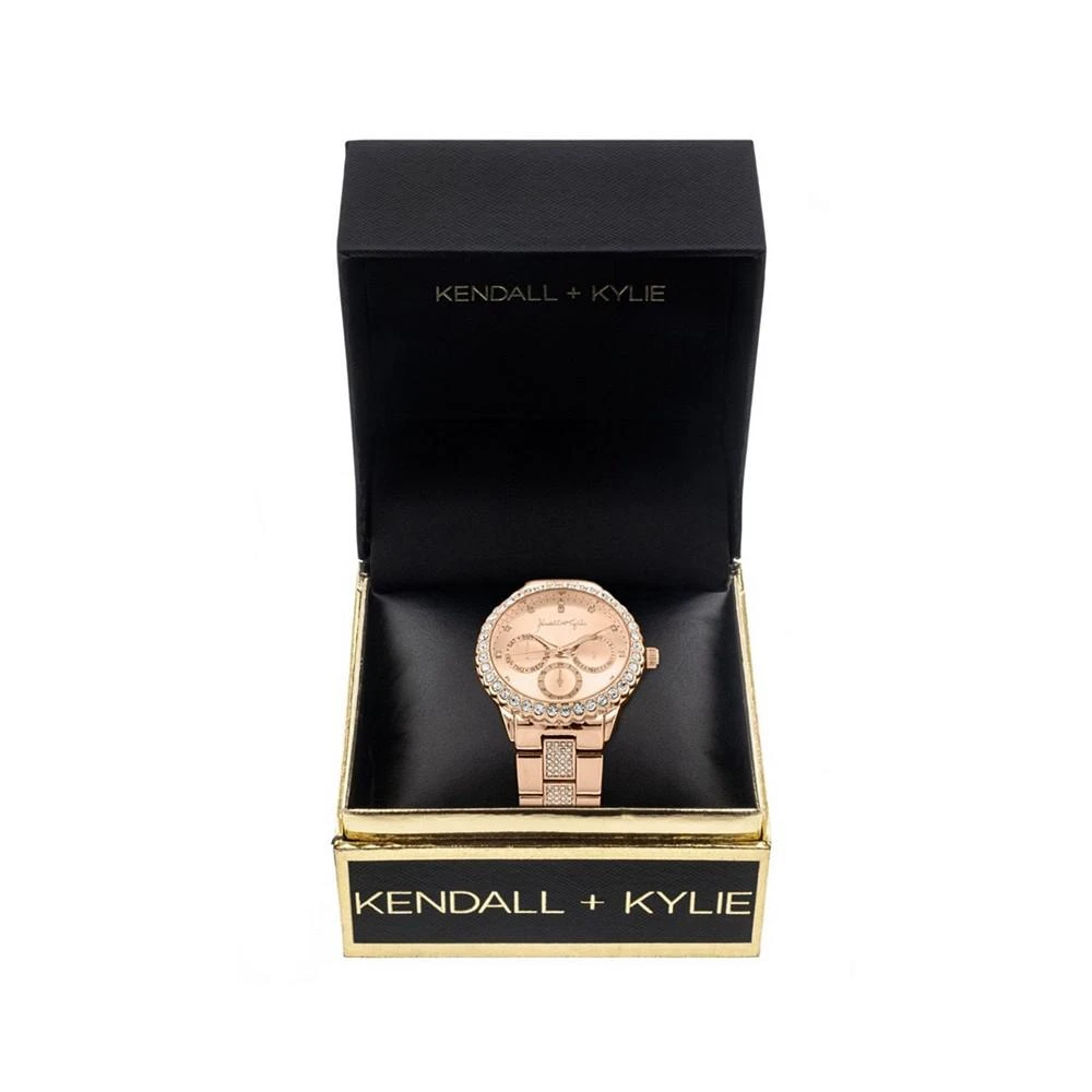 商品KENDALL & KYLIE|Women's Classic Rose Gold Tone Crystal Bezel Stainless Steel Strap Analog Watch,价格¥112,第2张图片详细描述