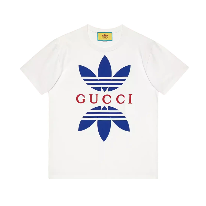 商品Gucci|【包税】GUCCI/古驰 22年秋冬新款 adidas联名系列 男士白色纯棉Logo印花短袖T恤548334XJEMJ9280,价格¥4356,第1张图片