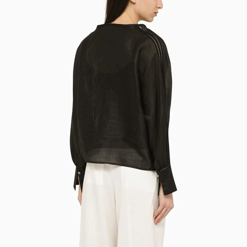 商品Max Mara|Black ramié blouse,价格¥1328,第3张图片详细描述