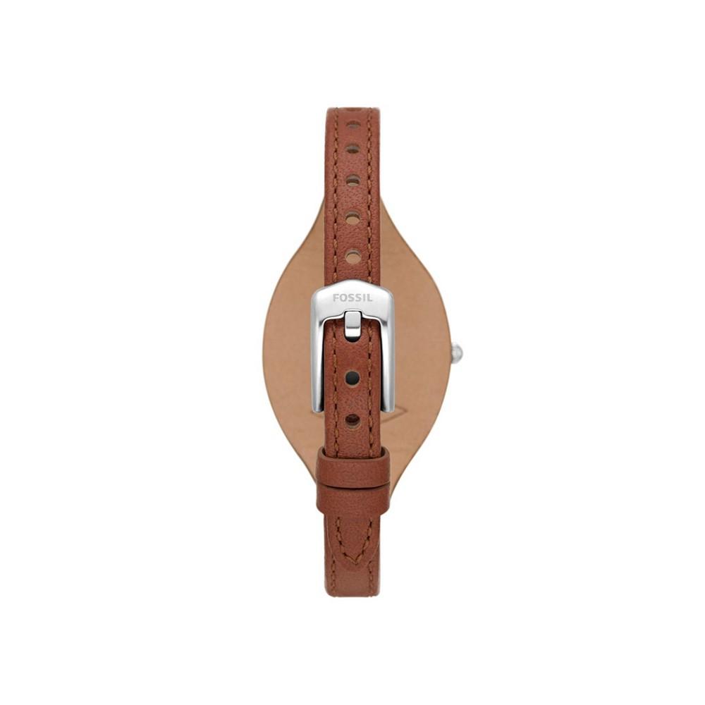 Women's Carlie Mini Three Hand, Brown Leather Strap Watch商品第2张图片规格展示