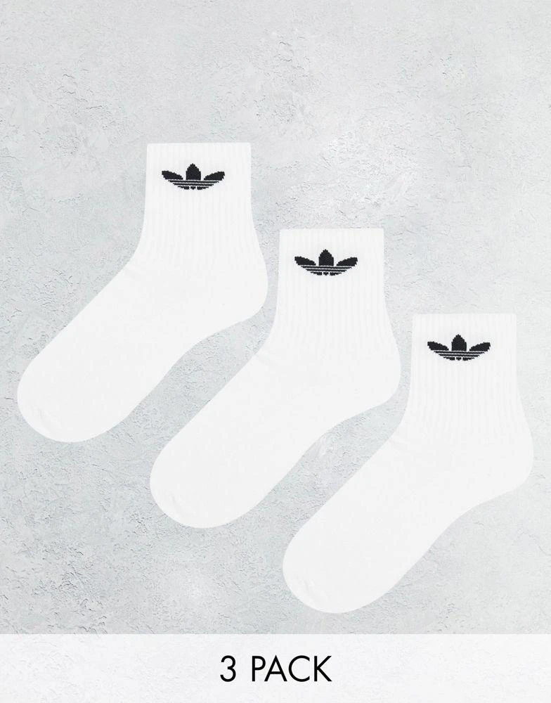 商品Adidas|adidas Originals adicolor Trefoil 3 pack ankle socks in white,价格¥122,第1张图片