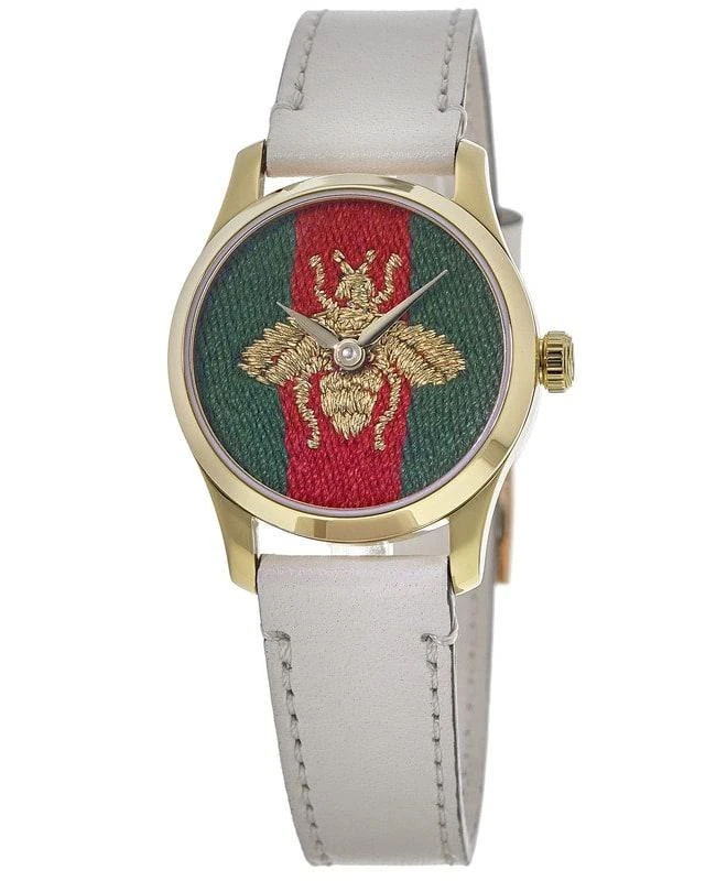 商品Gucci|Gucci G-Timeless Gold Tone Bee Green & Blue Dial Women's Watch YA1265009,价格¥5053,第1张图片