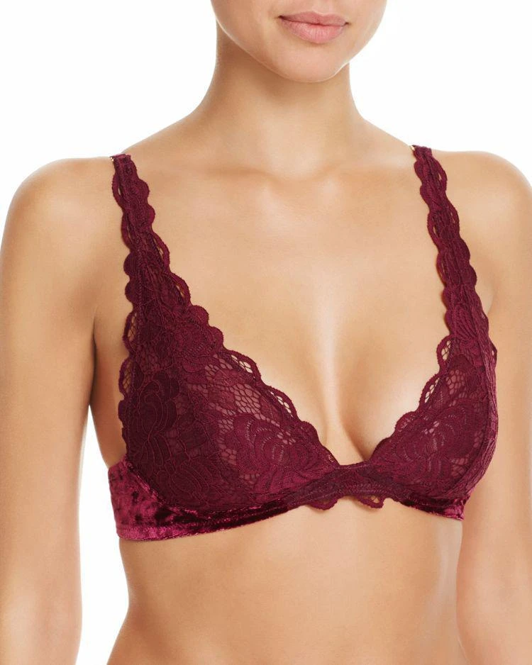 商品Sam Edelman|Velvet & Lace Wireless Plunge Bralette,价格¥127,第1张图片