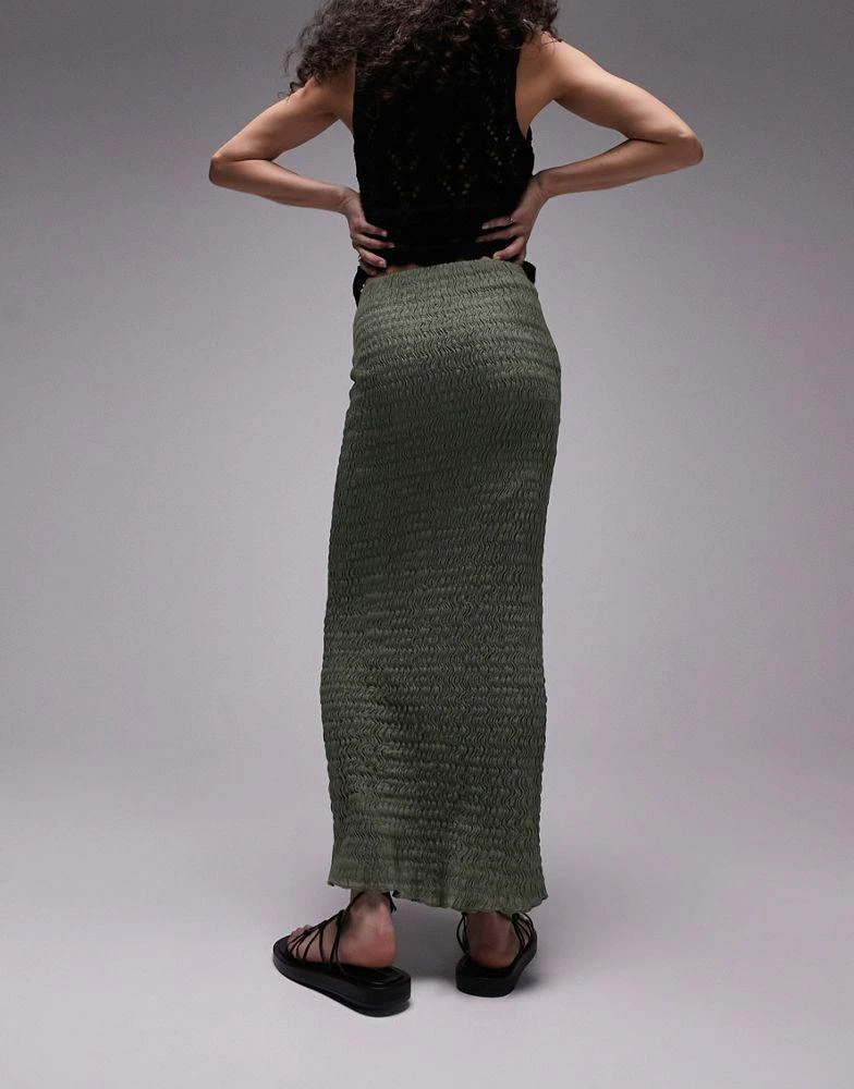 商品Topshop|Topshop textured midi skirt in khaki,价格¥380,第3张图片详细描述