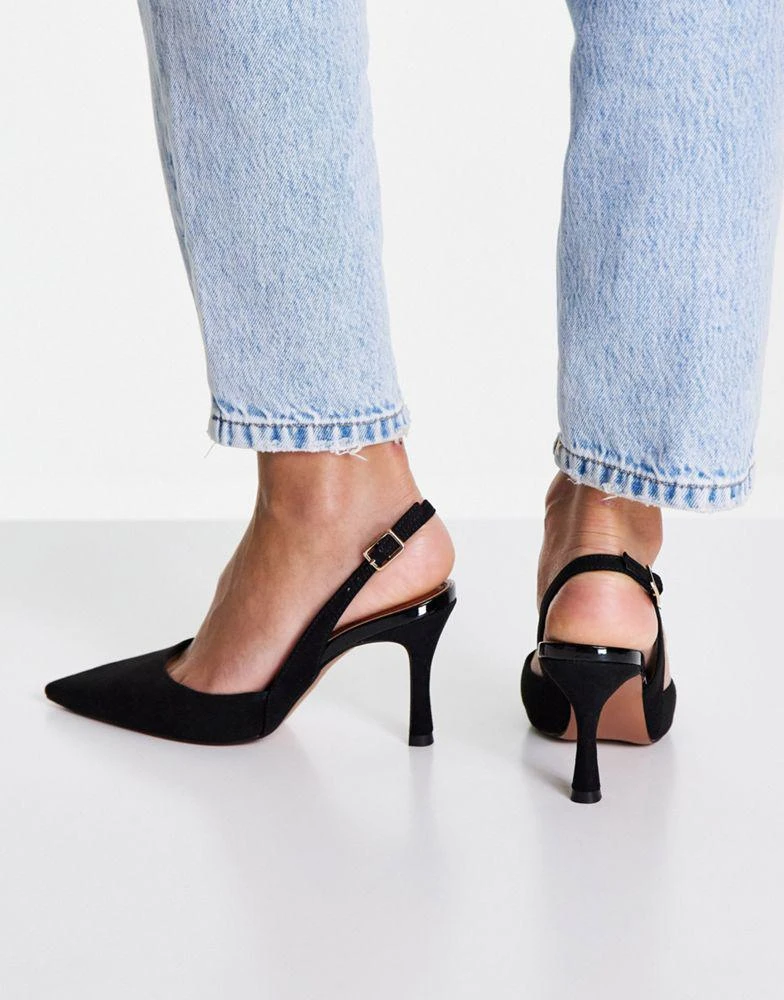 商品ASOS|ASOS DESIGN Samber slingback stiletto heels in black,价格¥274,第2张图片详细描述