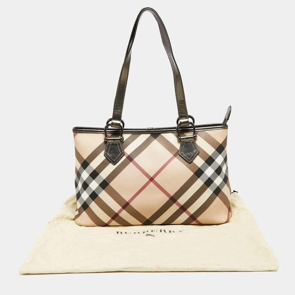 Burberry Metallic/Beige Nova Check PVC and Patent Leather Top Zip Tote 商品