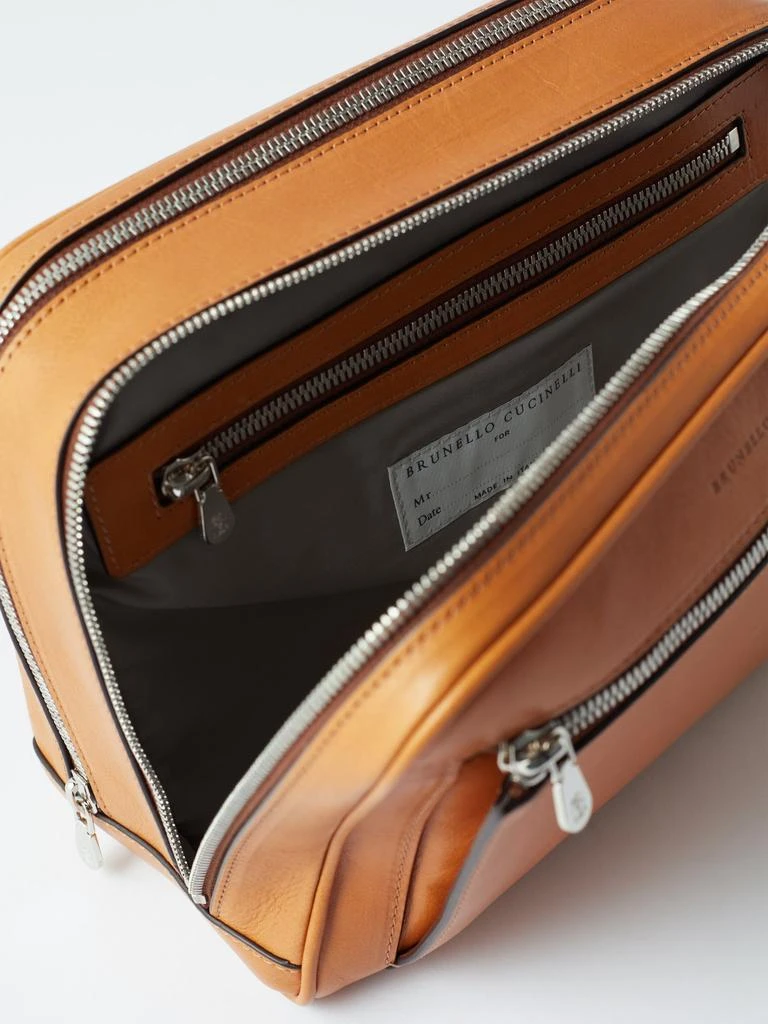 商品Brunello Cucinelli|Logo-print leather washbag,价格¥13788,第3张图片详细描述