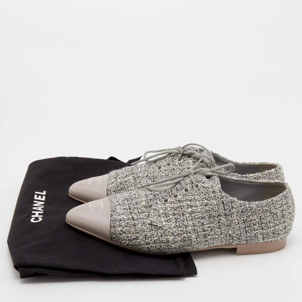 Chanel Multicolor Tweed And Leather CC Cap Toe Lace Up Derby Size 37.5 商品
