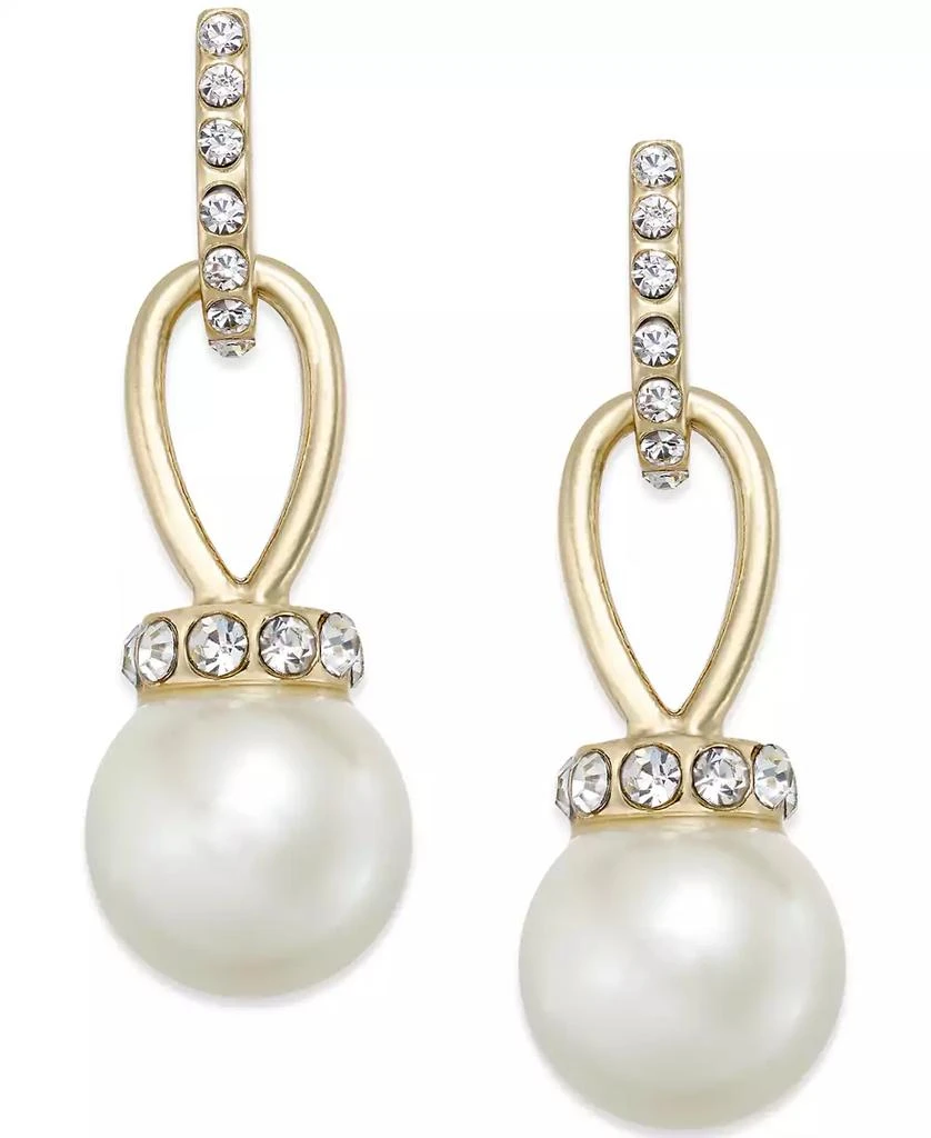 商品Charter Club|Imitation Pearl and Pavé Drop Earrings, Created for Macy's,价格¥224,第1张图片