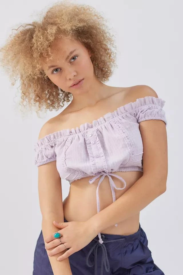 商品Urban Outfitters|UO Natasha Off-The-Shoulder Cropped Top,价格¥78,第1张图片