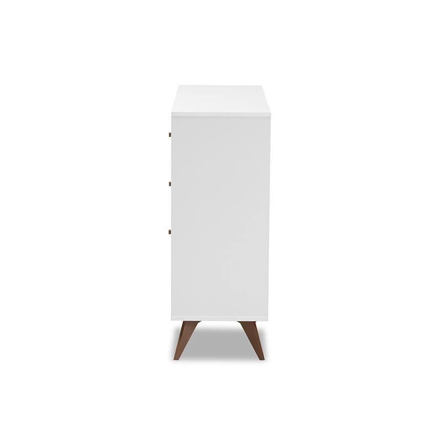 商品Baxton Studio|Savino Mid-Century Modern White and Walnut Finished Wood Wine Cabinet,价格¥2492,第4张图片详细描述