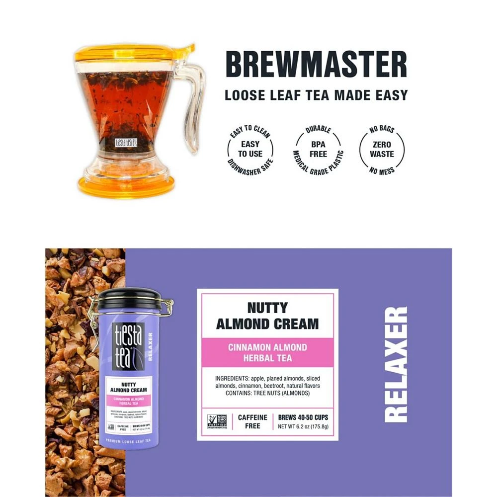 商品Tiesta Tea|Nutty Almond Cream Loose Leaf Tea and Brewmaster Set, 2 Piece,价格¥298,第2张图片详细描述