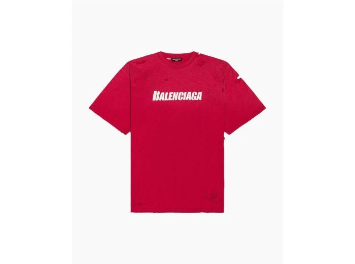 商品Balenciaga|T-Shirt - Destroyed Flatground - Raspberry,价格¥2150,第1张图片