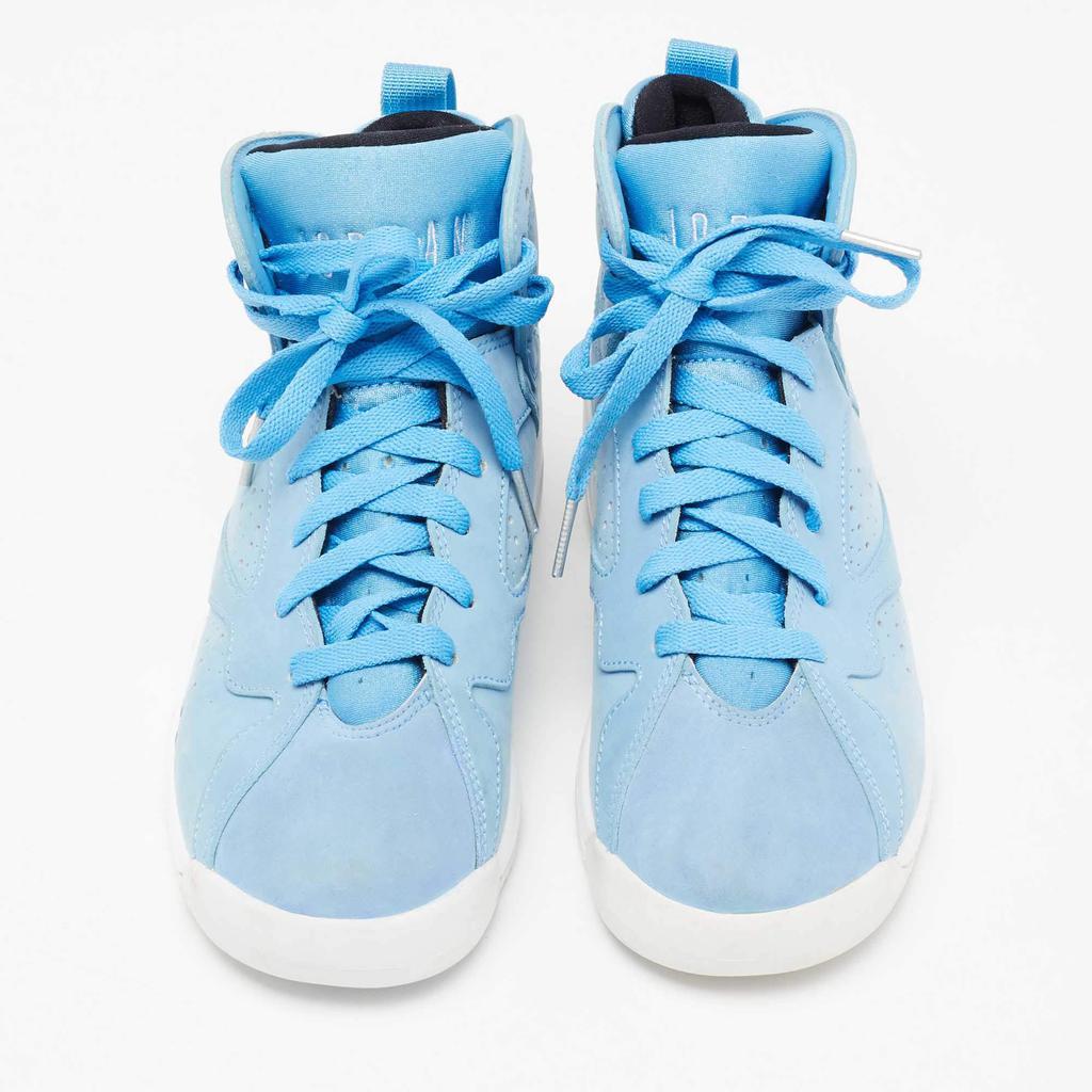 商品[二手商品] Jordan|Jordan Blue Nubuck Leather Air Jordan 7 Retro Pantone High Top Sneakers Size 37.5,价格¥2363,第5张图片详细描述