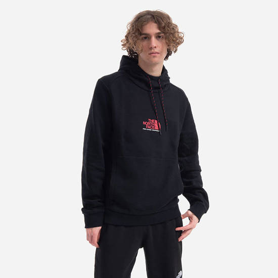 THE NORTH FACE 男士黑色棉质红色LOGO印花连帽卫衣 NF0A3XY3KX9-BLACKRED商品第1张图片规格展示