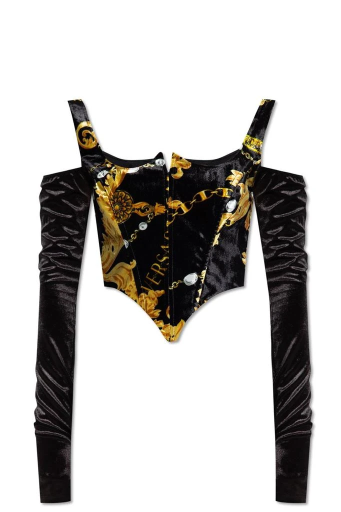 商品Versace|Versace Jeans Couture Chain Couture Printed Velvet Corset,价格¥1873,第1张图片