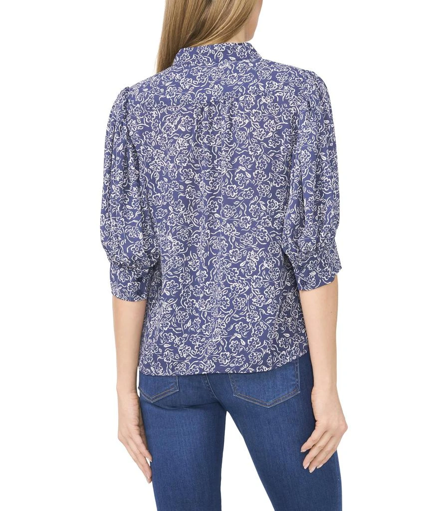 商品CeCe|Open Collar Short Sleeve Top with Hidden Placket,价格¥378,第2张图片详细描述