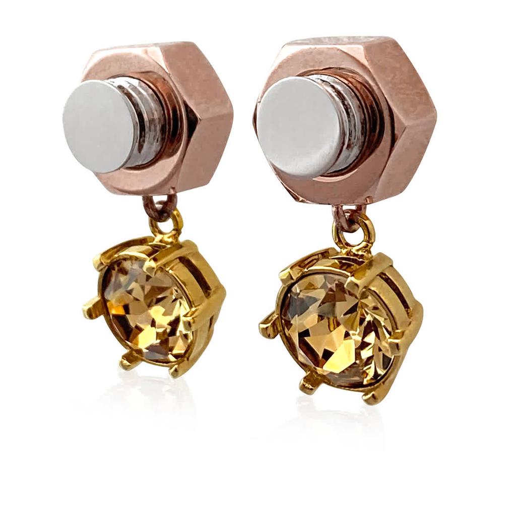 Ladies Charm Rose Gold-plated Nut and Bolt Earrings商品第1张图片规格展示
