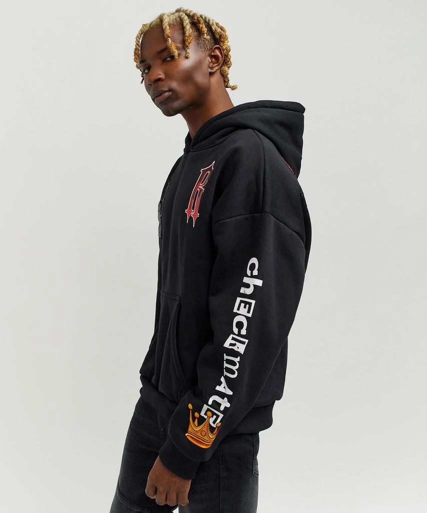 商品Reason Clothing|Oversized Checkmate Multi Embroidery Patched Sleeve Print Hoodie,价格¥111,第4张图片详细描述