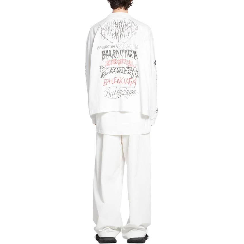 商品[国内直发] Balenciaga|巴黎世家 SS24 x New Year系列 字母印花圆领套头长袖T恤 宽松版型 男女同款 白色,价格¥7760,第4张图片详细描述