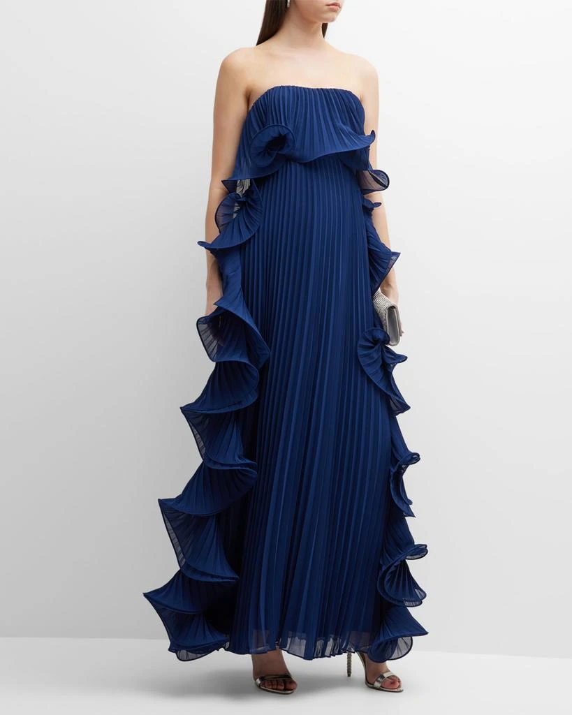 商品Badgley Mischka|Strapless Pleated Ruffle Gown,价格¥3373,第3张图片详细描述