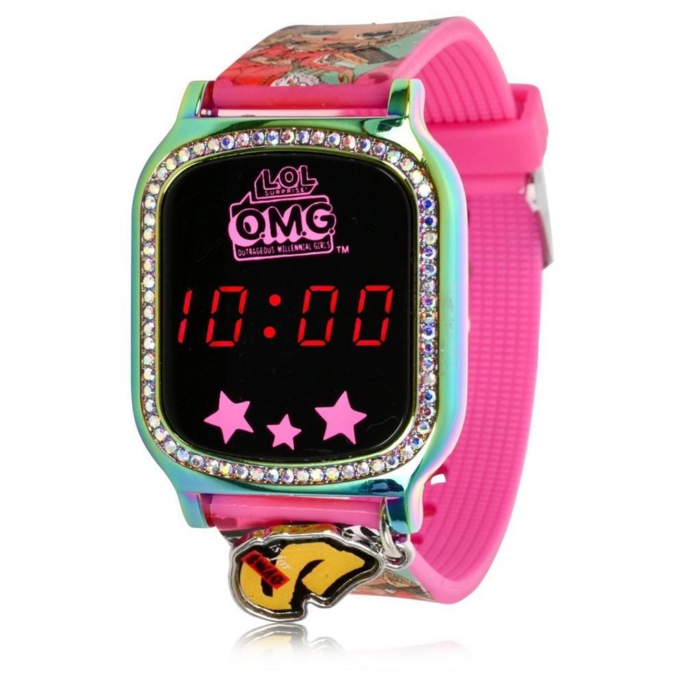 商品Accutime|Omg Kid's Touch Screen Pink Silicone Strap LED Watch, with Hanging Charm 36mm x 33 mm,价格¥158,第1张图片