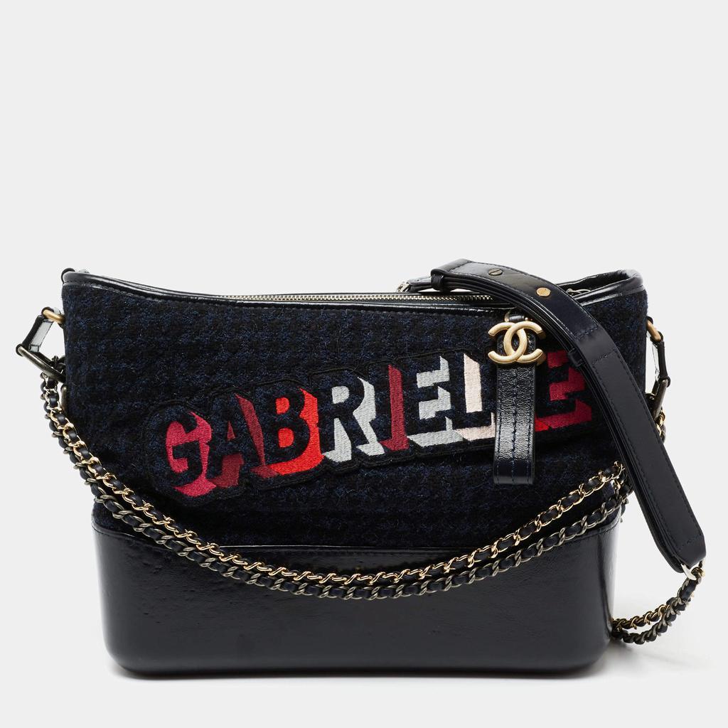 商品[二手商品] Chanel|Chanel Black/Blue Tweed And Leather Gabrielle Shoulder Bag,价格¥18615,第1张图片