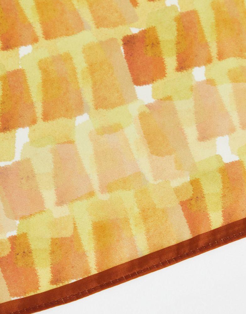 商品ASOS|Noak slim tie in brown with abstract print pocket square and lining,价格¥123,第6张图片详细描述