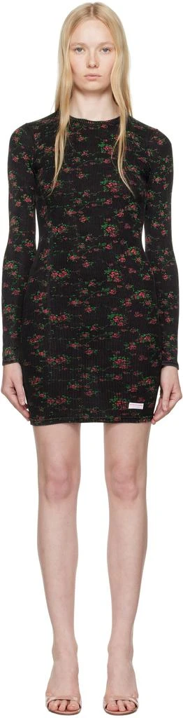 商品Alexander Wang|Black Floral-Print Ribbed Cotton Minidress,价格¥269,第1张图片