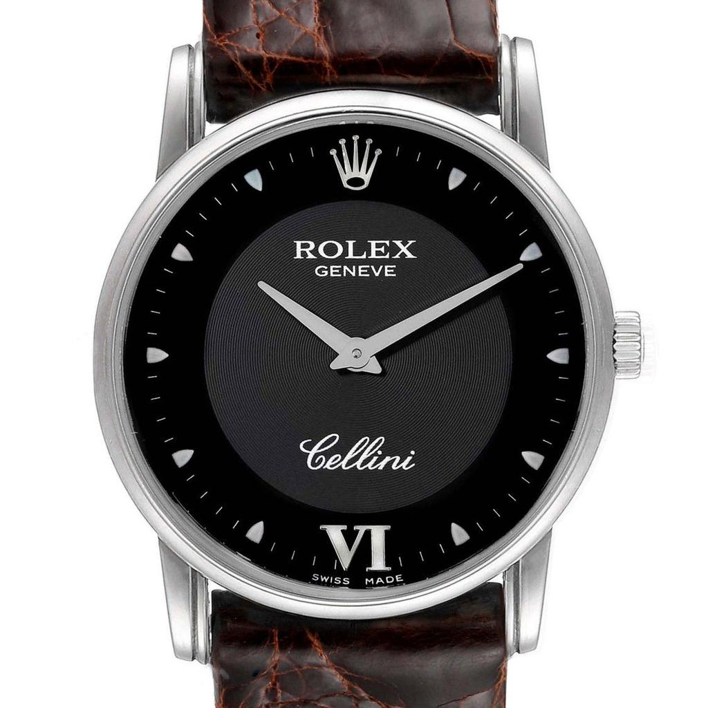 Cellini Classic Black Dial 18K White Gold Mens Watch 5116商品第2张图片规格展示