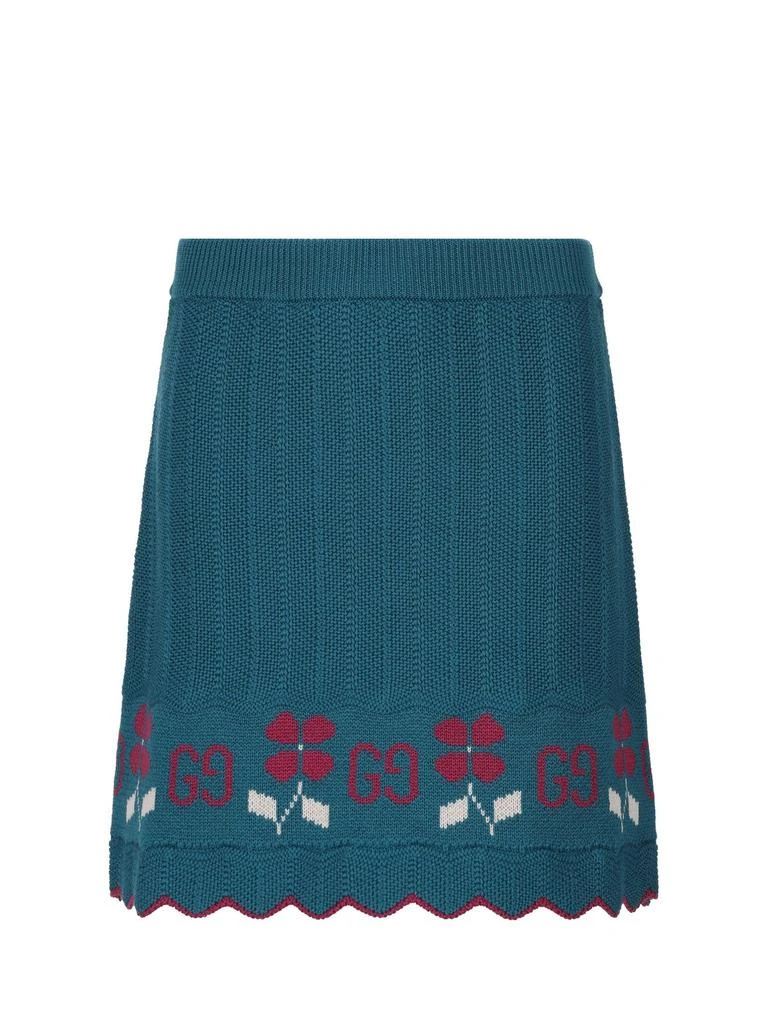 商品Gucci|Gucci Kids GG Floral Intarsia-Knit Skirt,价格¥1550,第1张图片