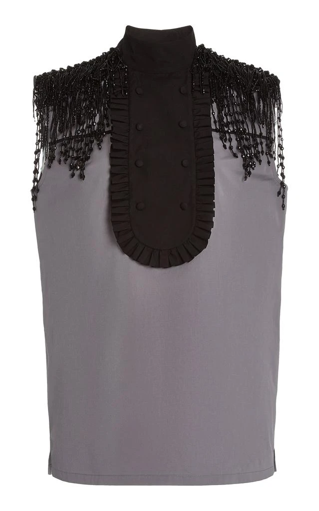 商品Prada|Prada - Beaded Cotton Poplin Bib-Front Shirt - Multi - IT 36 - Moda Operandi,价格¥7626,第1张图片