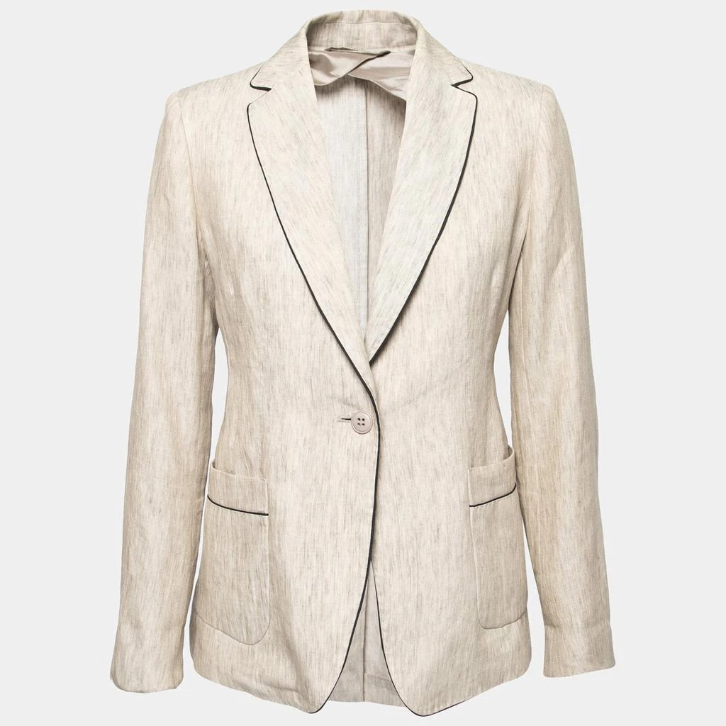 商品[二手商品] Max Mara|Max Mara Studio Beige Linen Single Breasted Blazer M,价格¥1307,第1张图片
