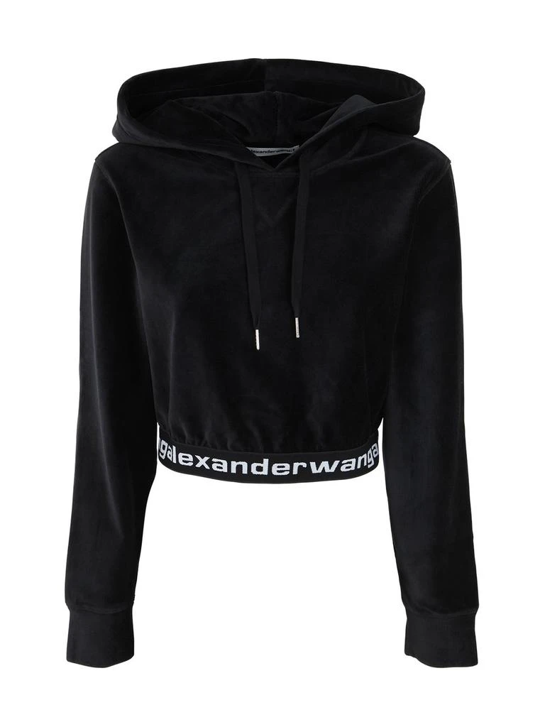 商品Alexander Wang|Alexander Wang Elastic Logo Band Hem Corduroy Hoodie,价格¥1535,第1张图片