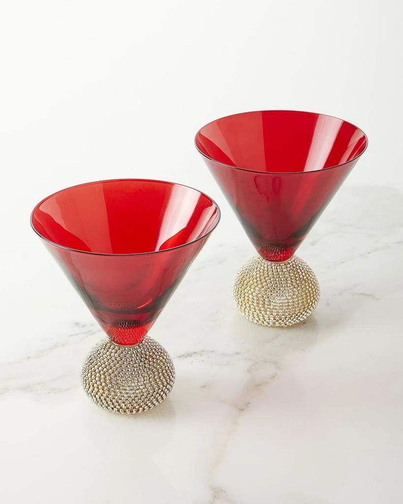 商品Neiman Marcus|Red Gold Bling Martini Glasses, Set of 2,价格¥195,第1张图片