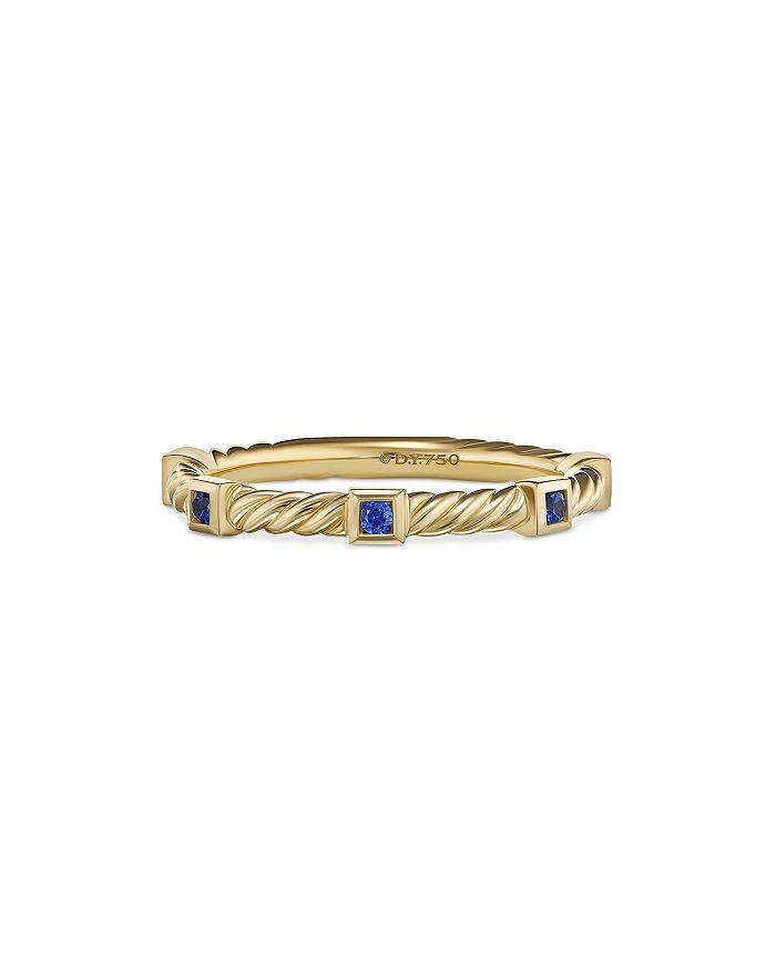 商品David Yurman|18K Yellow Gold Cable Sapphire Stack Band Ring,价格¥8929,第1张图片