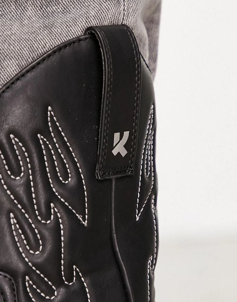 商品Koi Footwear|KOI Bronco grey flame western boot in black,价格¥570,第4张图片详细描述