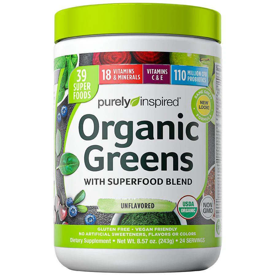 商品Purely Inspired|Organic Super Greens Powder with Superfoods & Multivitamins Unflavored,价格¥166,第1张图片