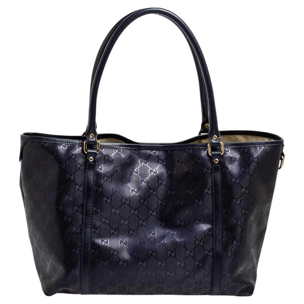 商品[二手商品] Gucci|Gucci Metallic Blue GG Imprime Canvas and Leather Medium Joy Shopping Tote,价格¥3442,第4张图片详细描述