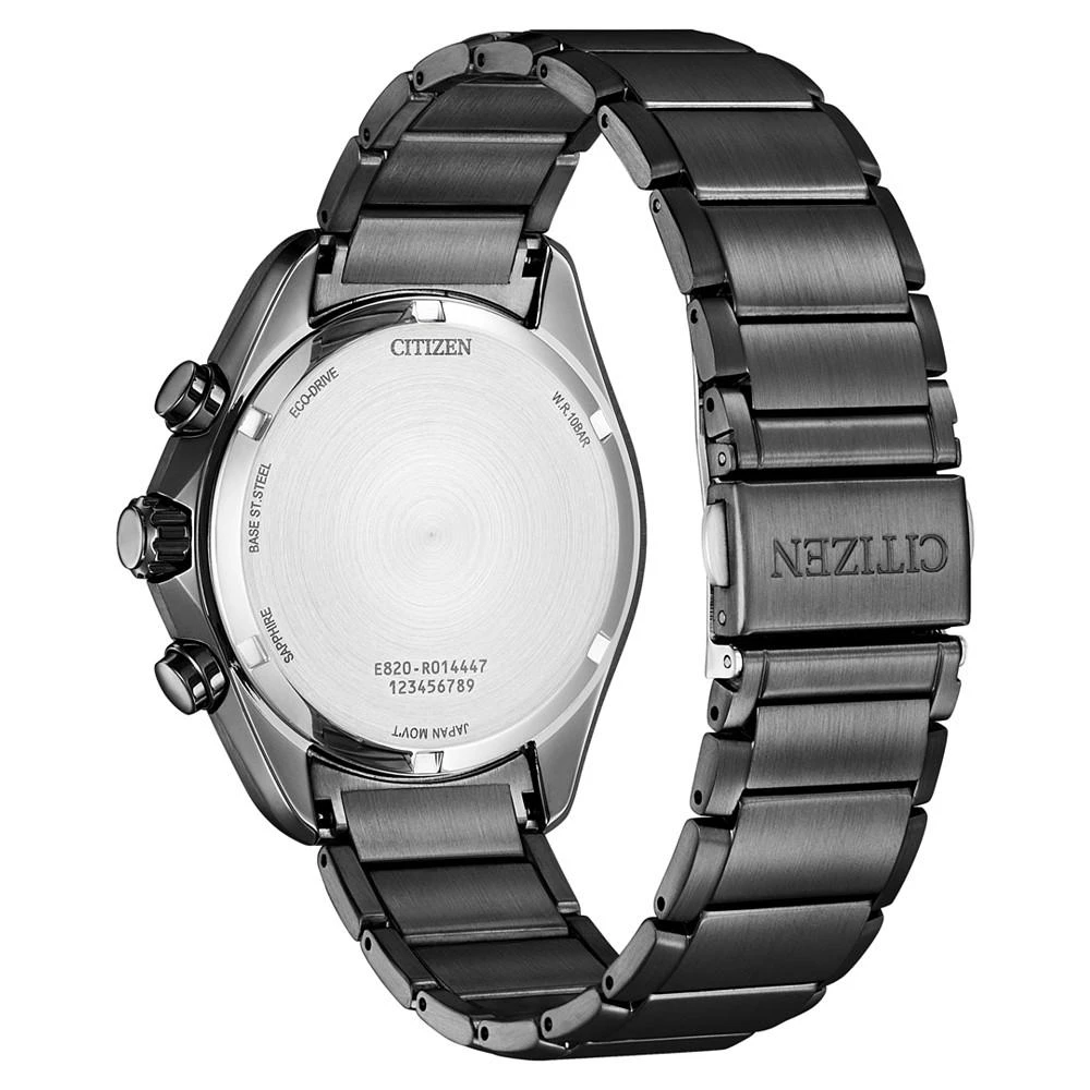 商品Citizen|Men's Chronograph Eco-Drive Sport Luxury Gray-Tone Stainless Steel Bracelet Watch 43mm,价格¥2354,第3张图片详细描述