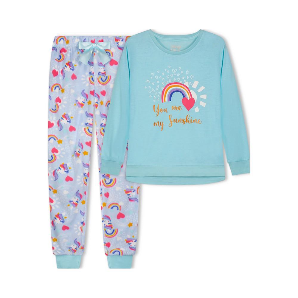 商品Sleep On It|Big Girls Jersey Top and Minky Fleece Jogger Pants, 2 Piece Set,价格¥182,第1张图片