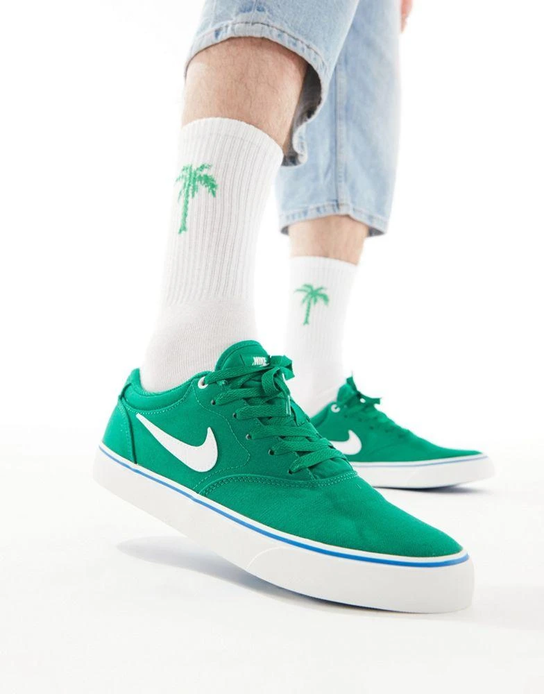 商品NIKE|Nike SB Chron 2 canvas trainers in green and white,价格¥285,第1张图片