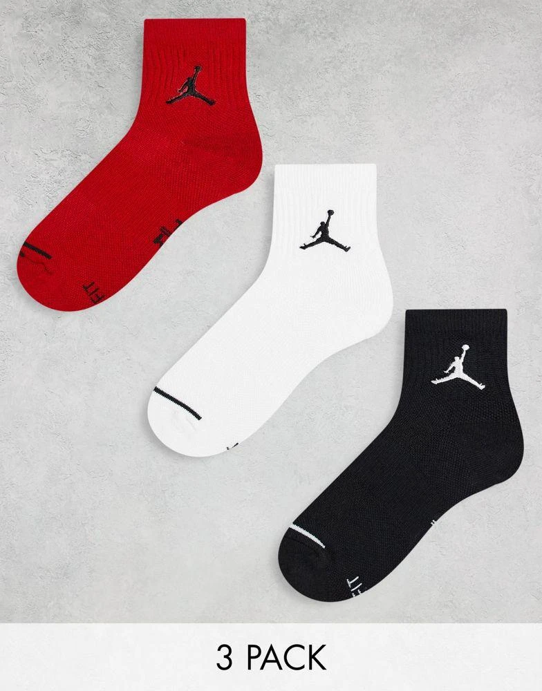 商品Jordan|Jordan Everyday Max 3 pack ankle socks in black/white/red,价格¥162,第1张图片