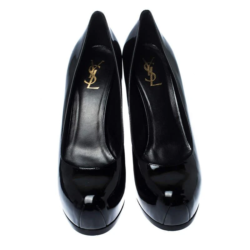 商品[二手商品] Yves Saint Laurent|Saint Laurent Black Patent Leather Tribtoo Round Toe Pumps Size 40.5,价格¥1259,第3张图片详细描述