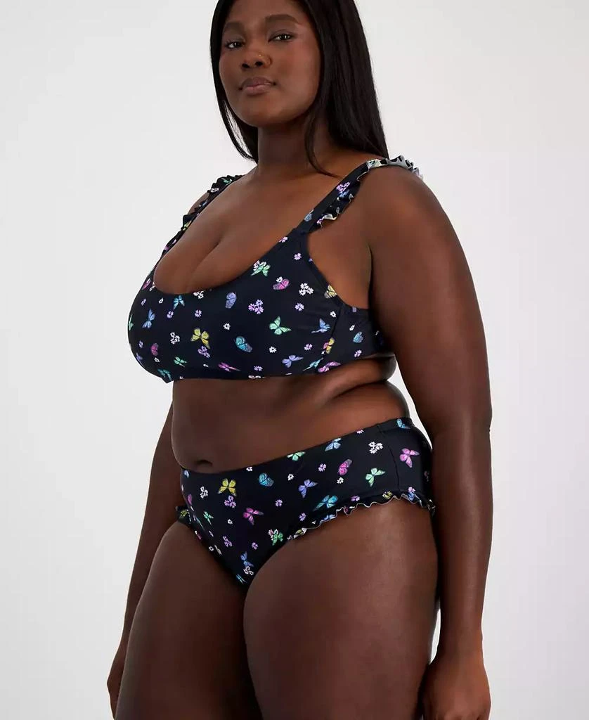 商品California Waves|Salt + Cove Plus Size Butterfly-Print Ruffled Bikini Top, Created for Macy's,价格¥117,第3张图片详细描述