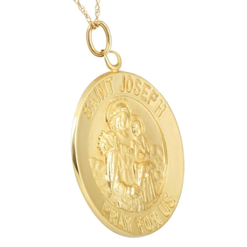 商品Pompeii3|14k Yellow Gold St. Joseph Medal Pendant 1" Tall 3 Grams,价格¥3130,第2张图片详细描述