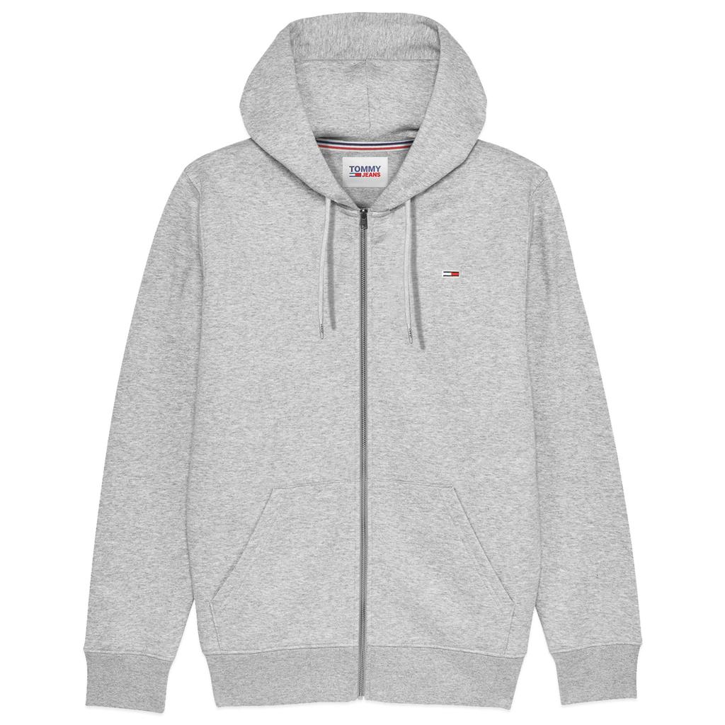 Tommy Jeans Fleece Flag Zip Hood - Lt Grey Heather商品第1张图片规格展示