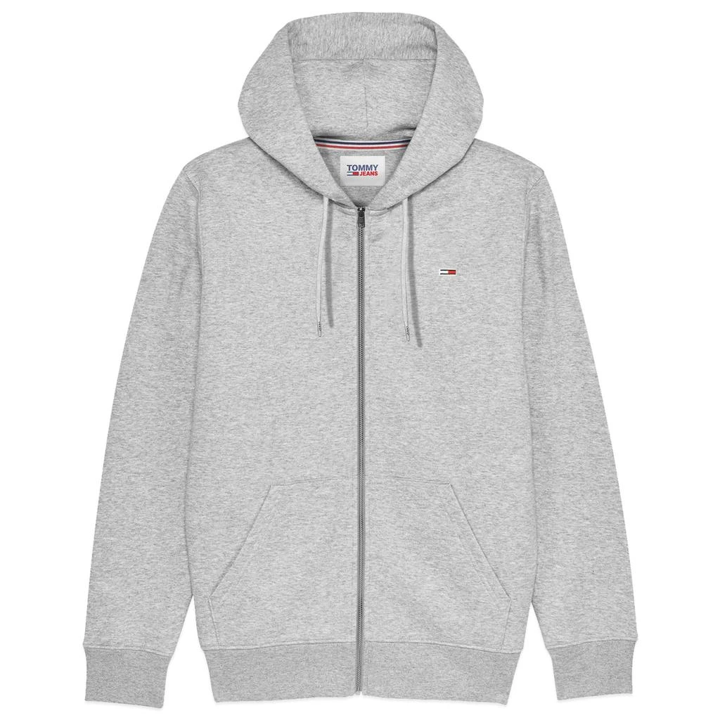 商品Tommy Hilfiger|Tommy Jeans Fleece Flag Zip Hood - Lt Grey Heather,价格¥747,第1张图片