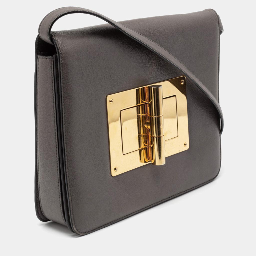 商品[二手商品] Tom Ford|Tom Ford Grey Leather Large Natalia Shoulder Bag,价格¥3470,第5张图片详细描述