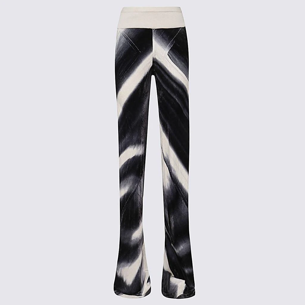 商品Rick Owens|RICK OWENS BLACK AND WHITE VISCOSE AND SILK BLEND PANTS,价格¥4605,第1张图片